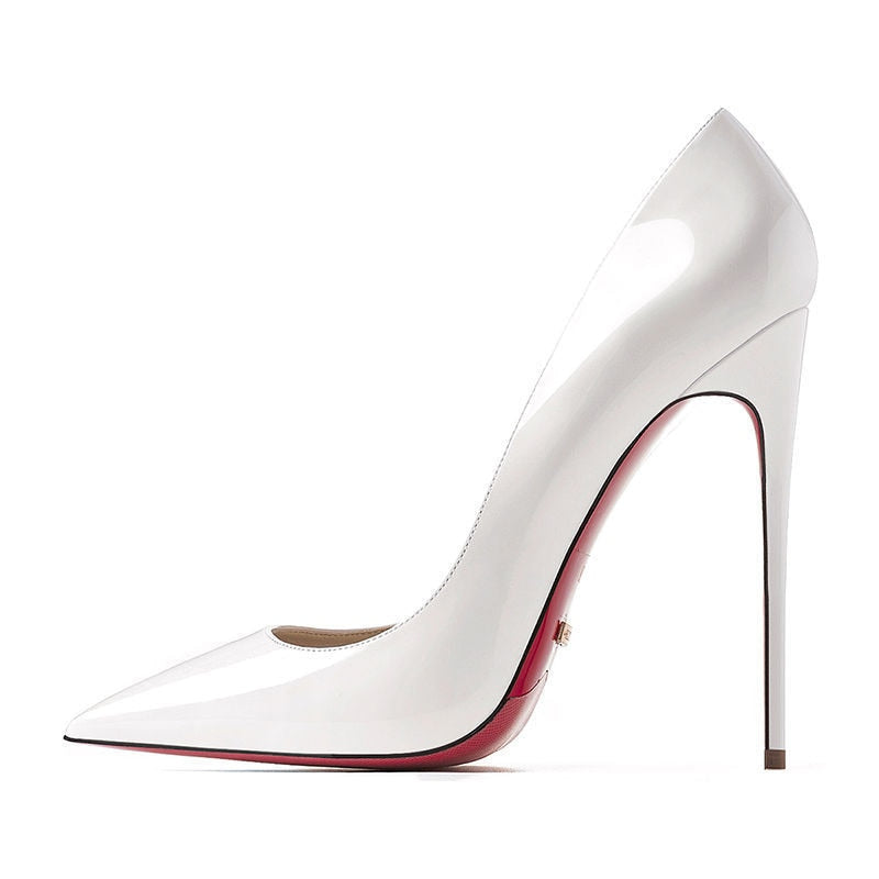 Silver Luxury Brand Women Red Pumps Pointed Toe Thin Heel High Heels