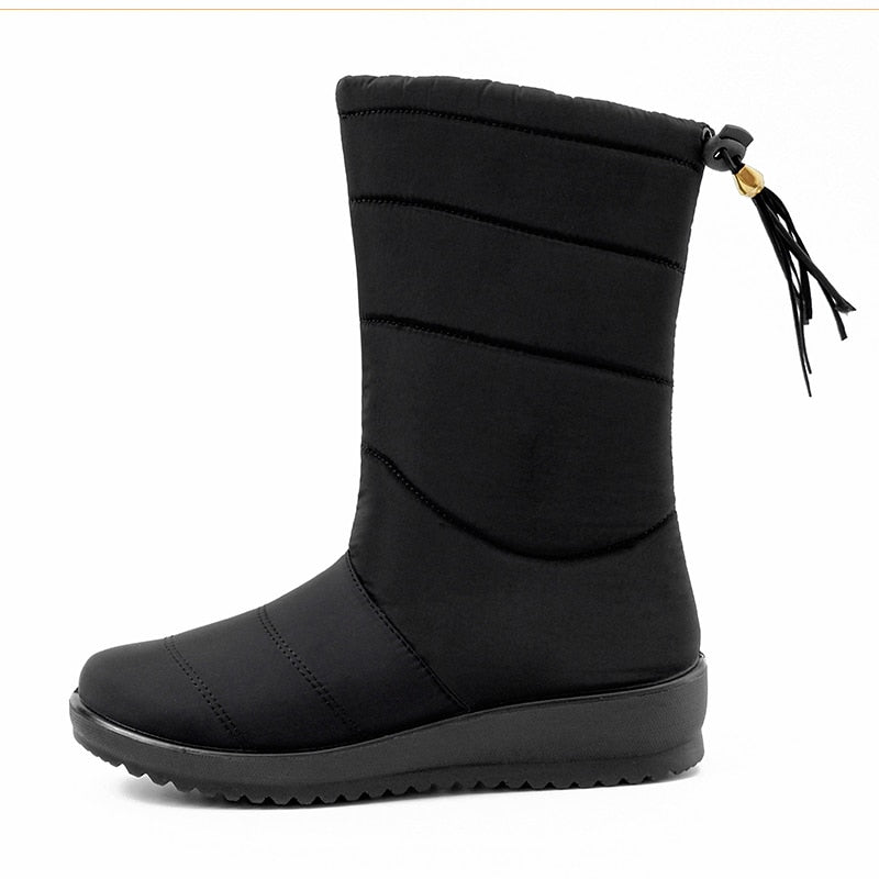 Fashion Women Boots Tassel Winter Boots Female Down Snow Boots Shoes Woman Mid Calf Botas Mujer Warm Winter Shoes Plus Size 44