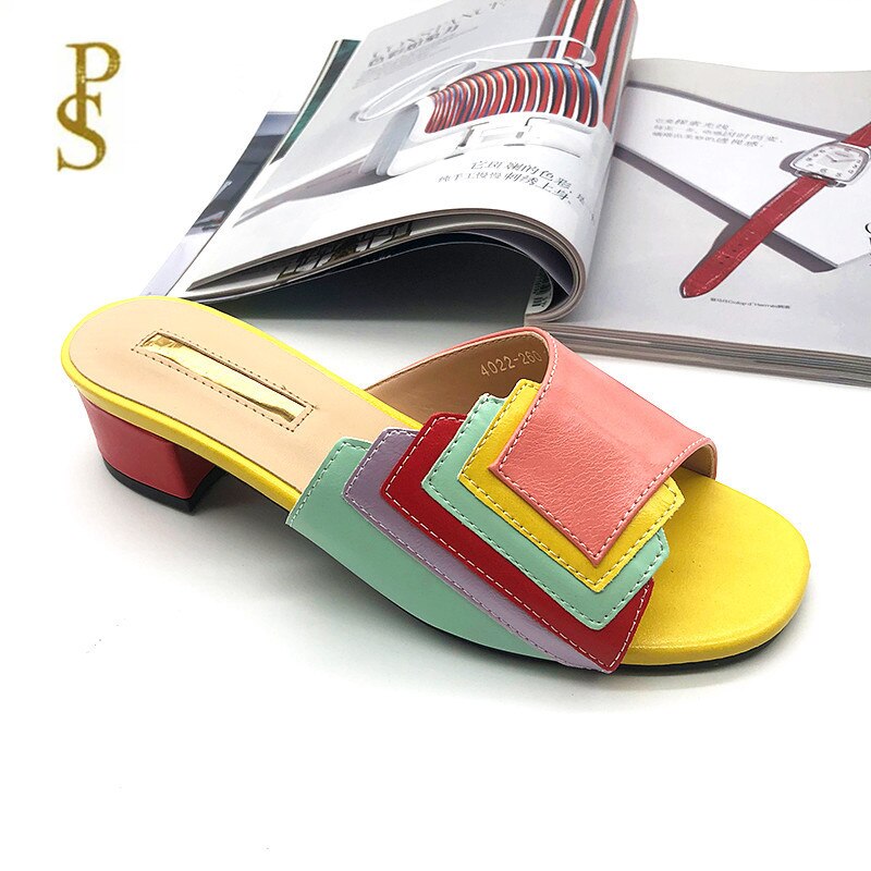 Fashionable and Delicate Patchwork Multi Color Ladies&#39;Slippers Women&#39;s Slippers Nigeria Style Women Shoe