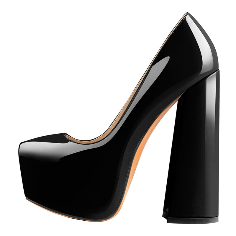 Womens Pumps Round Toe Platform 16CM Chunky High Heels Ankle Strap Dress Hoof Thick Heels Shoes Big Size Pumps
