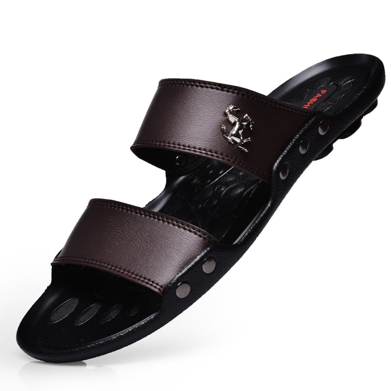 Casual Famous Brand Men Sandals Shoes Slippers Summer Flip Flops Beach Men Shoes Leather