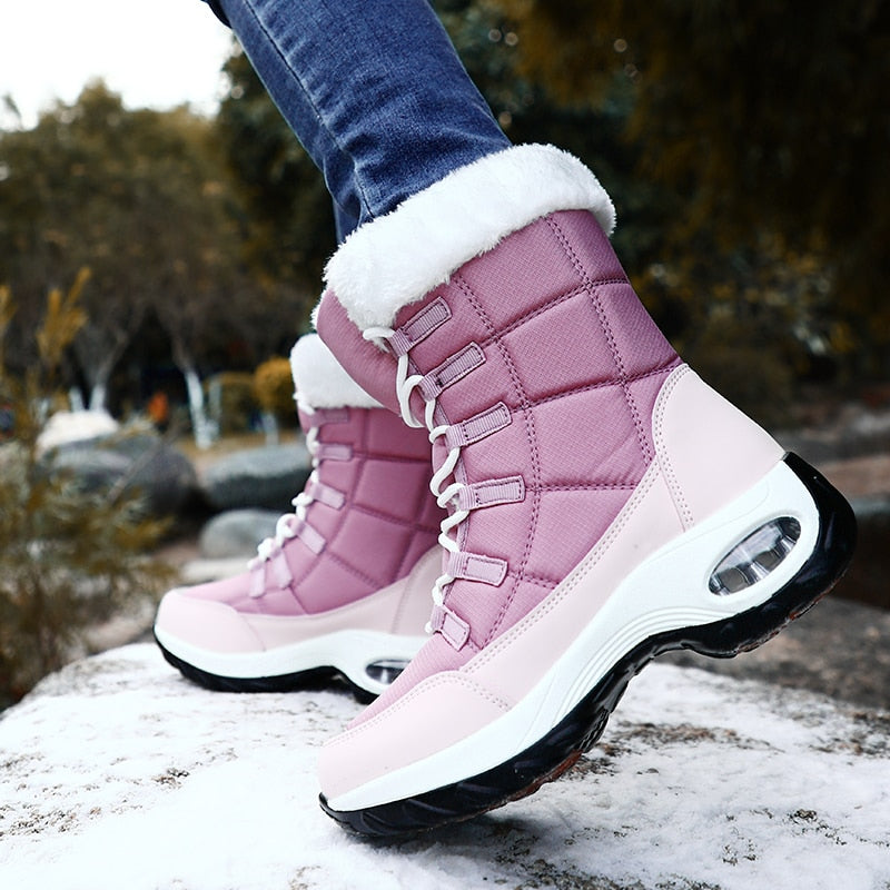 New Winter Women Boots High Quality Warm Snow Boots Lace-up Comfortable Ankle Boots Outdoor Waterproof Hiking Boots Size 36-42