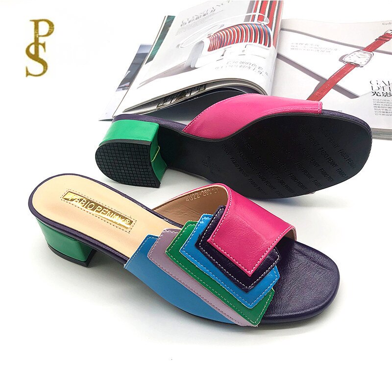Fashionable and Delicate Patchwork Multi Color Ladies&#39;Slippers Women&#39;s Slippers Nigeria Style Women Shoe