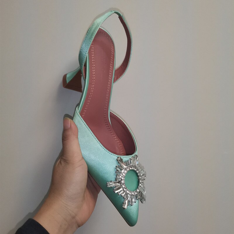 Luxury Crystal Slingback High heels Summer Wedding Shoes