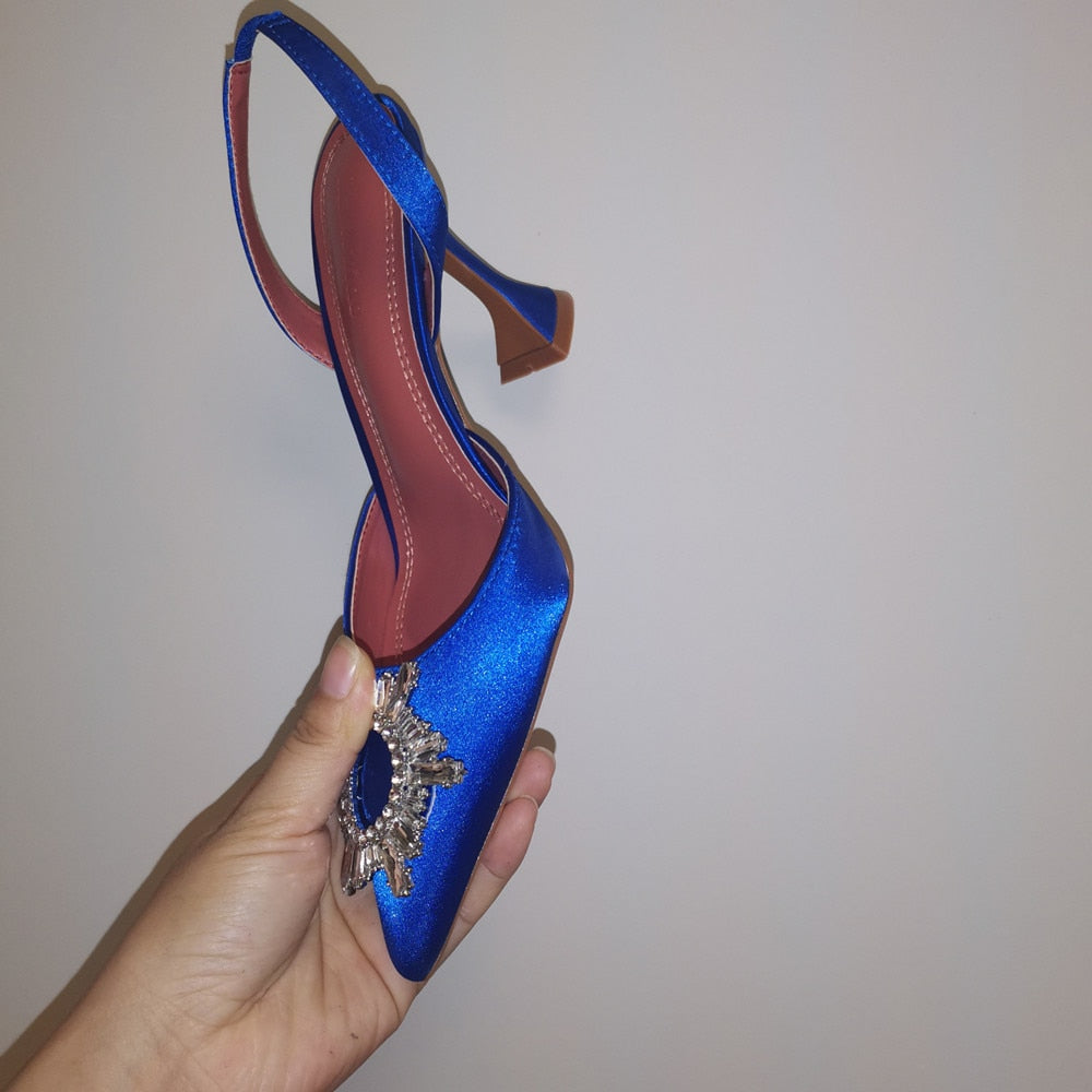 Luxury Crystal Slingback High heels Summer Wedding Shoes