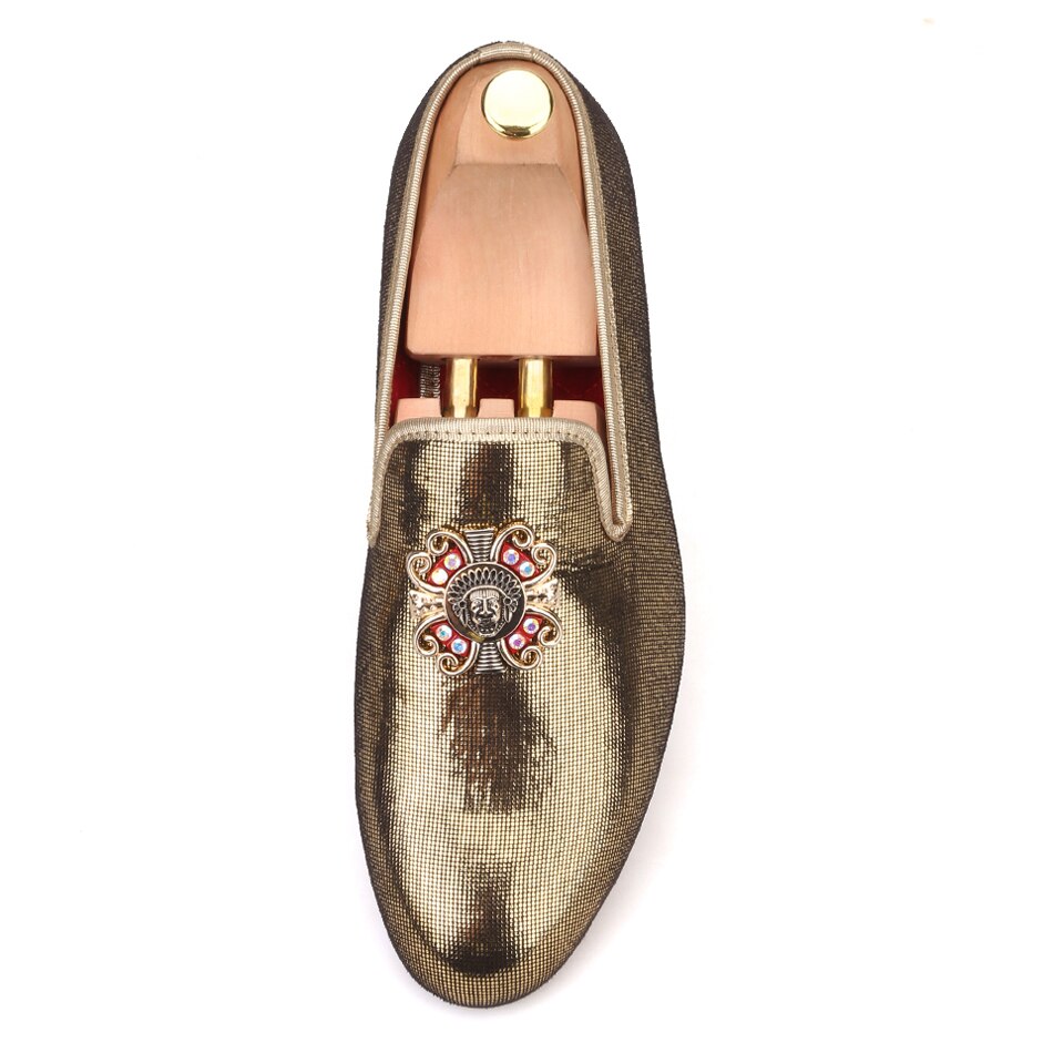 Gold cross Charm Party and wedding men dress shoe loafers