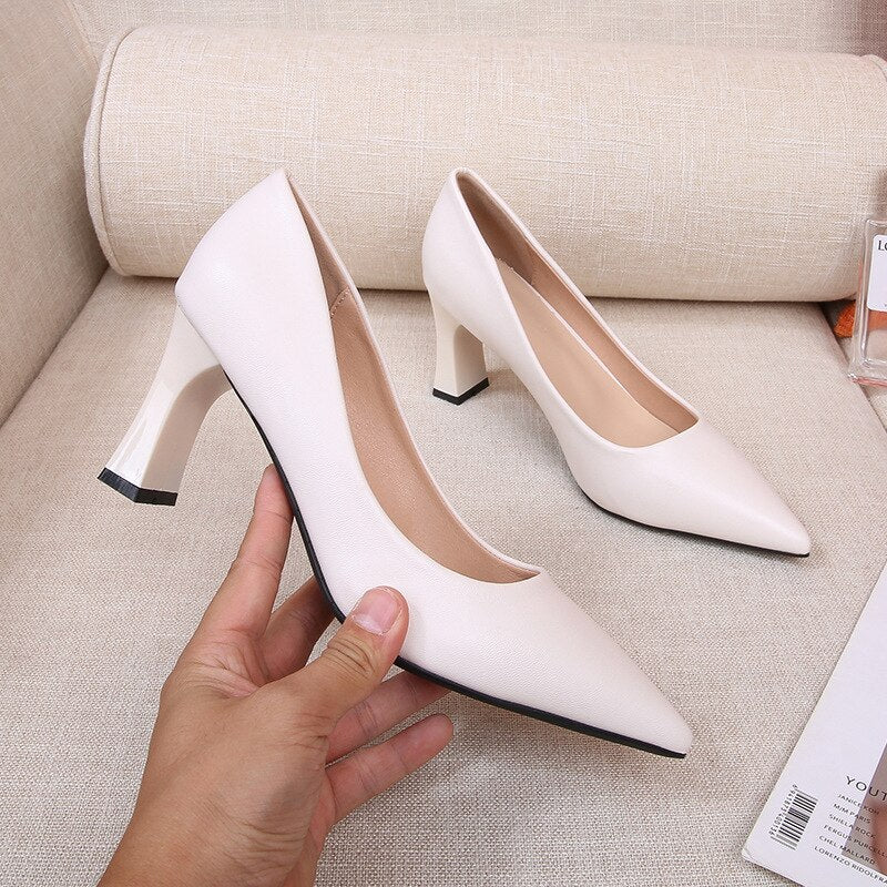 White Black Red Gold High Heels Shoes Women Fashion Pointed Toe Office Party Work Dress Pumps