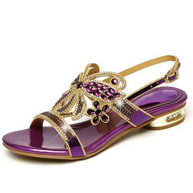 Famous New Open Toe Sheepskin Rhinestone Sandals Summer Fashion Sandals Comfortable Low-heel Shoes Woman Leather Sandals