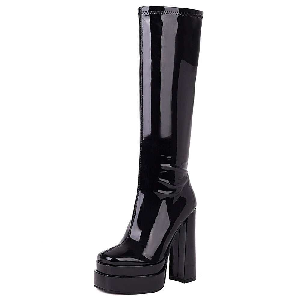 Thick High Heels Boots Fashion Zip Platform Boots