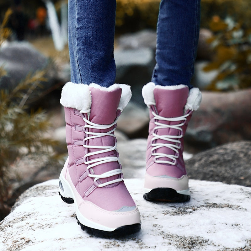 New Winter Women Boots High Quality Warm Snow Boots Lace-up Comfortable Ankle Boots Outdoor Waterproof Hiking Boots Size 36-42