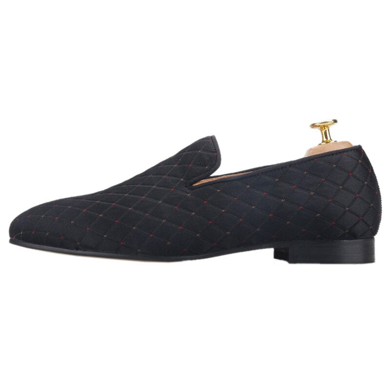 Classic Style Men Loafers Black Cotton Lattice Men Casual Shoes