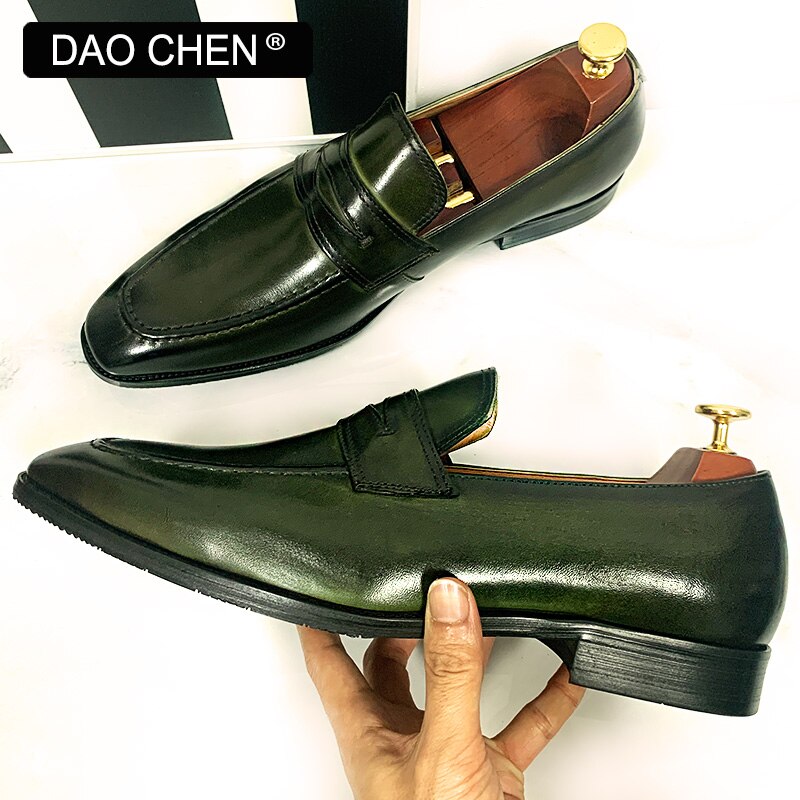 GREEN SLIP ON OFFICE WEDDING SHOES MAN DRESS SHOES