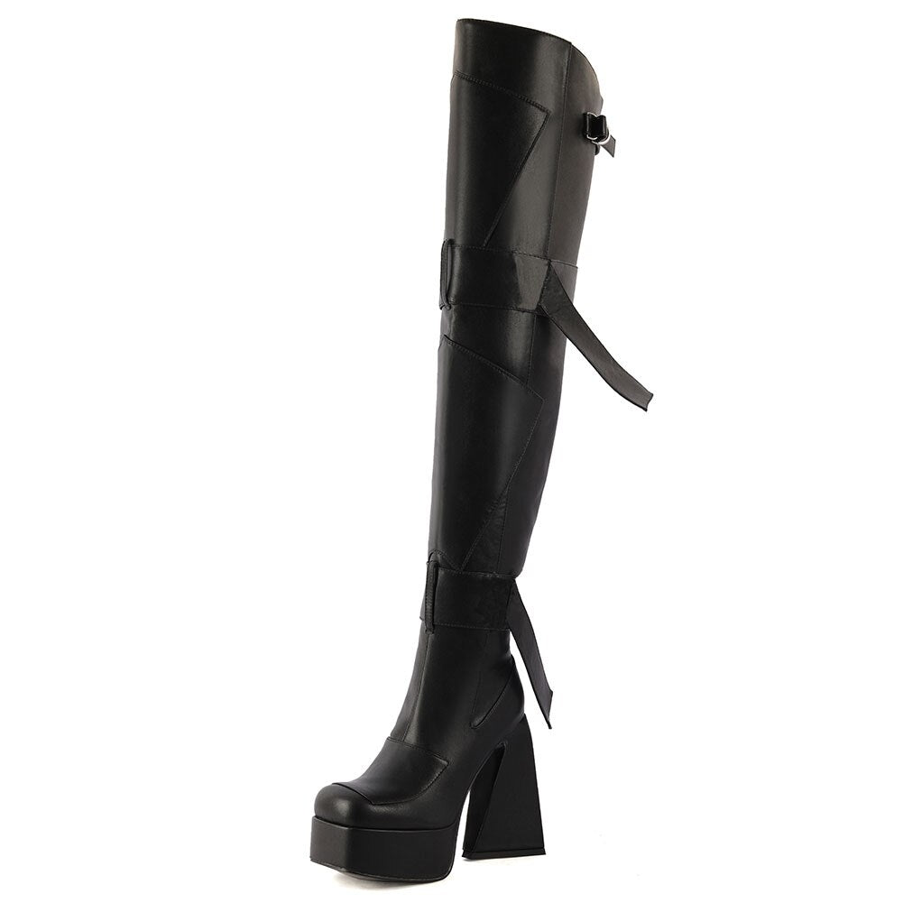 Over Knee Boots Fashion Zip Thick High Heels Women Thigh High Boots