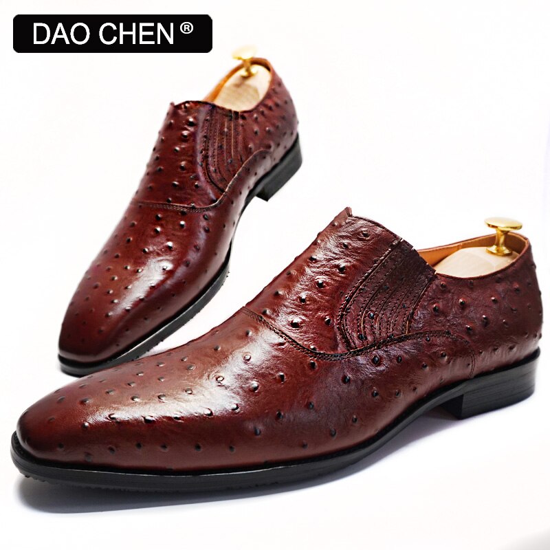 BROWN SLIP ON SHOES WEDDING PARTY OFFICE LEATHER SHOES FOR MEN