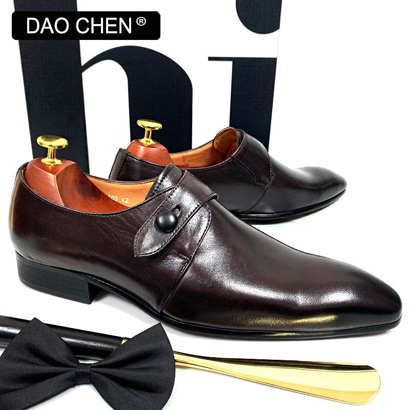 COFFEE MONK STRAP LOAFERS SLIP ON CASUAL MEN DRESS SHOES