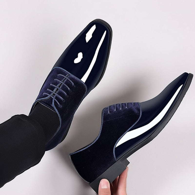 Classic Patent Leather Shoes for Men Casual Business Shoes Lace Up Formal Office Work Shoes for Male Party Wedding Oxfords