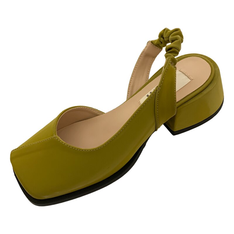 French square head thick heel spring  Mary Jane sandal