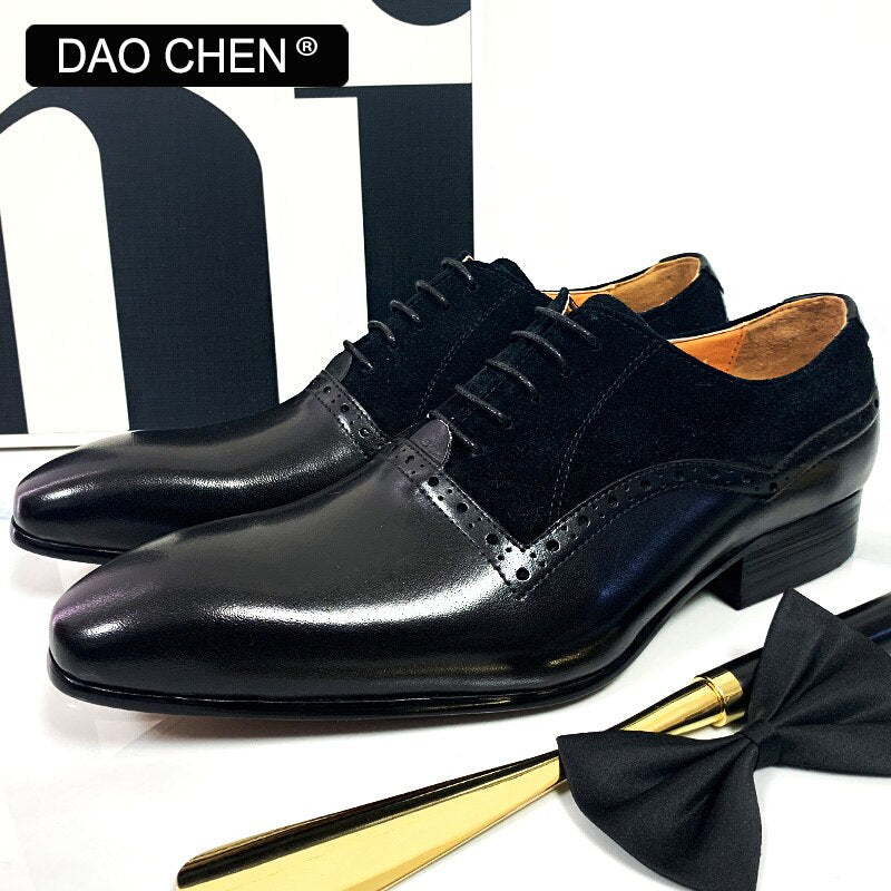 BLACK OXFORD SHOES LACE UP POINTED LEATHER SHOES