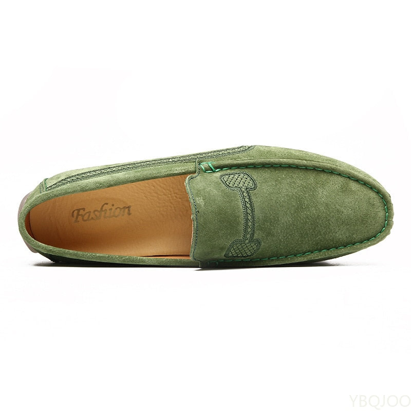 Genuine Leather Formal Business Casual Green Orange Moccasin Sneakers Flats