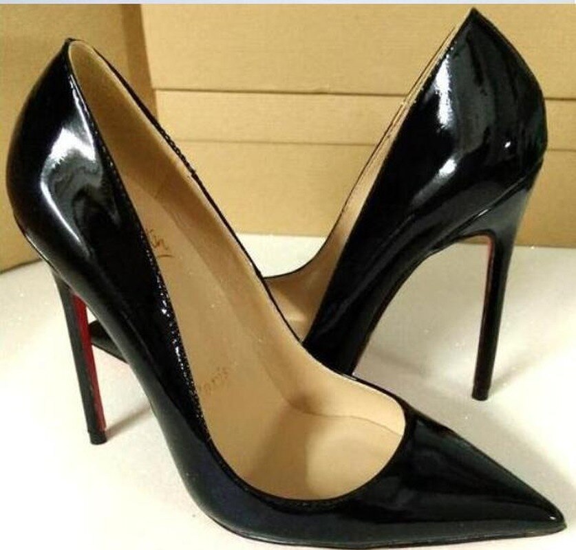 Pointed Toe Black Thin High Heel Wedding Shoe