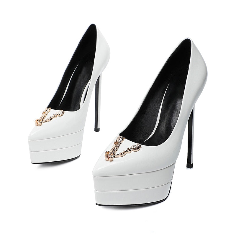 pointed toe leather high heels wedding luxury shoes