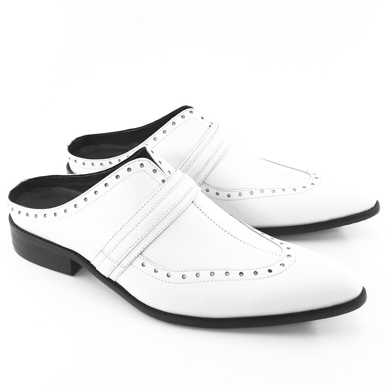 WHITE POINTED TOE CASUAL  BREATHABLE COMFORTABLE LEATHER SHOES