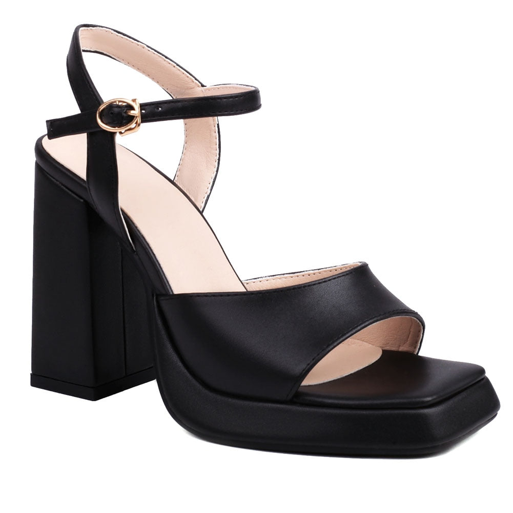 Ankle Strap Sandals Pointed Toe High Heels Platform Style Modern Office Lady Sandals