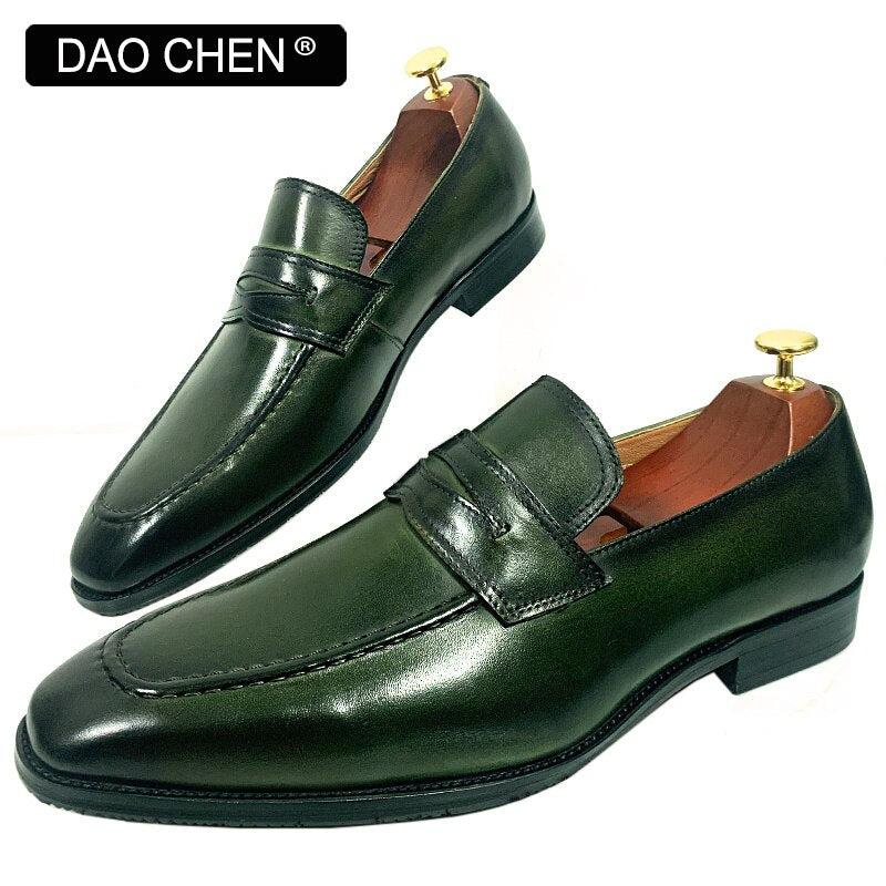 GREEN SLIP ON OFFICE WEDDING SHOES MAN DRESS SHOES