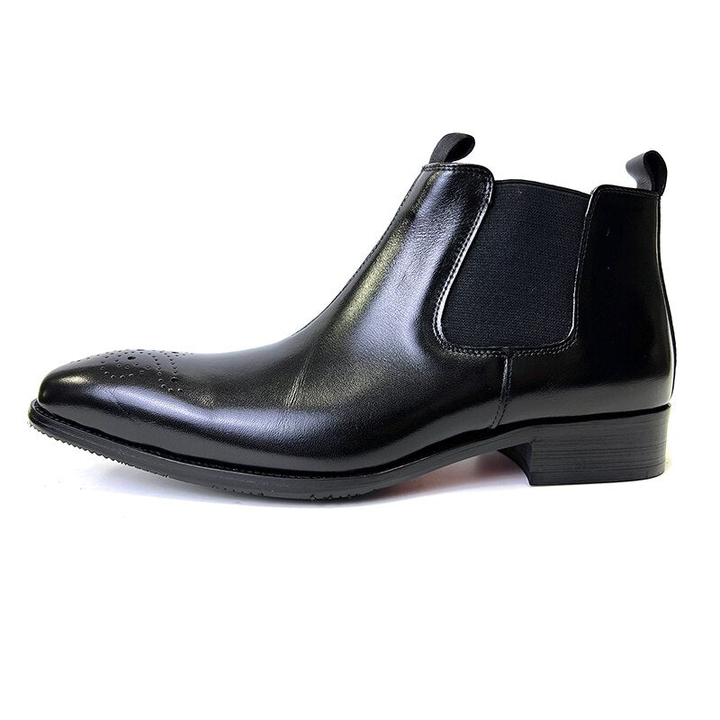 BLACK ANKLE WEDDING GENUINE LEATHER Chelsea BOOTS