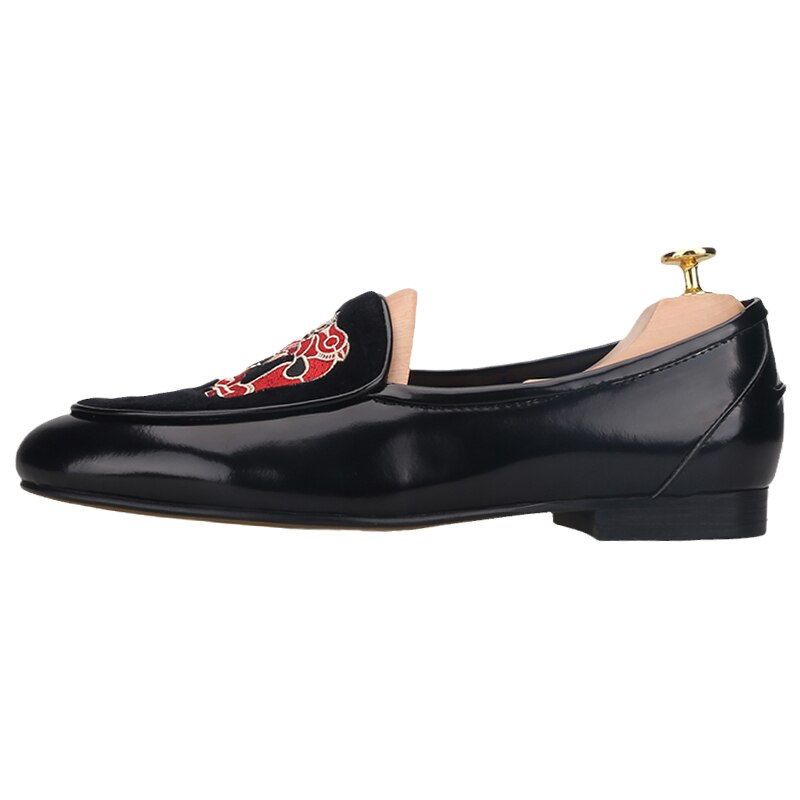 Black Cowhide And Suede Loafers