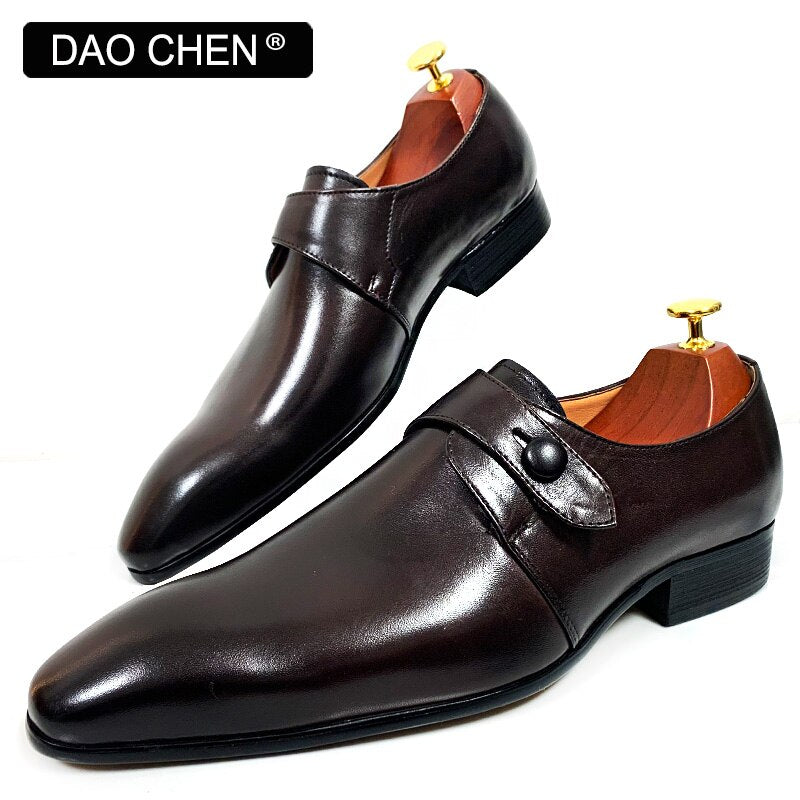 COFFEE MONK STRAP LOAFERS SLIP ON CASUAL MEN DRESS SHOES