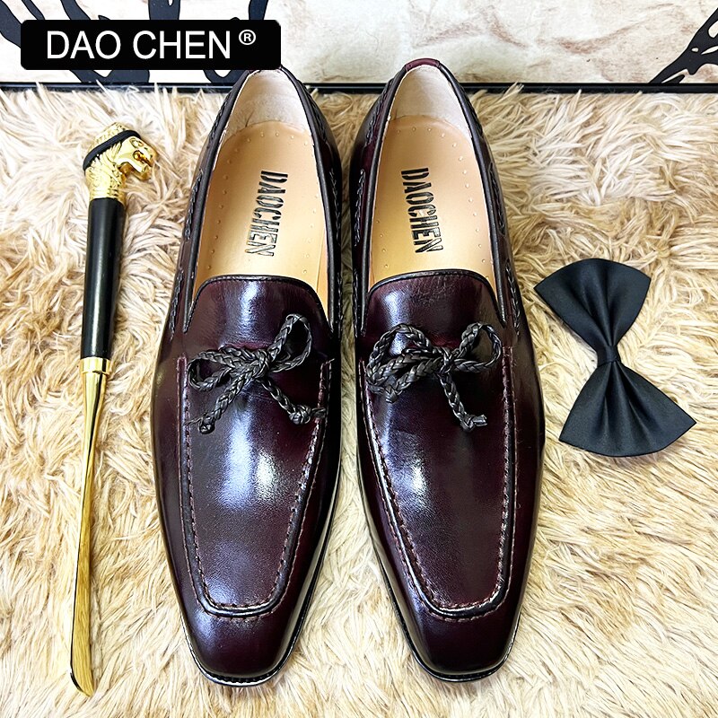 BLACK BROWN BUTTERFLY-KNOT WEAVE LUXURY MENS DRESS SHOES