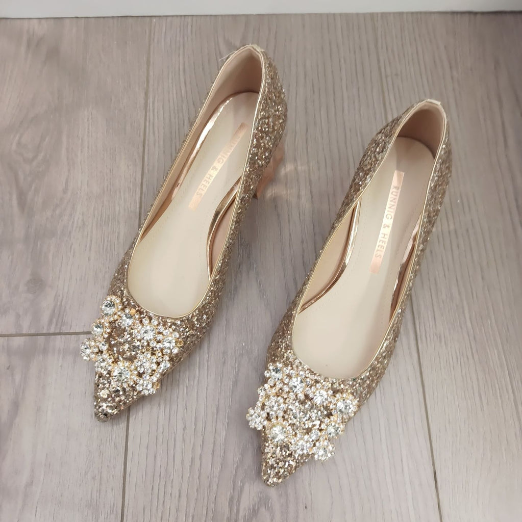 2023 Spring New Women&#39;s Single Shoes Luxury Pointed Sequins Rhinestone Crystal Bowknot High Heeled Wedding Party Shoes