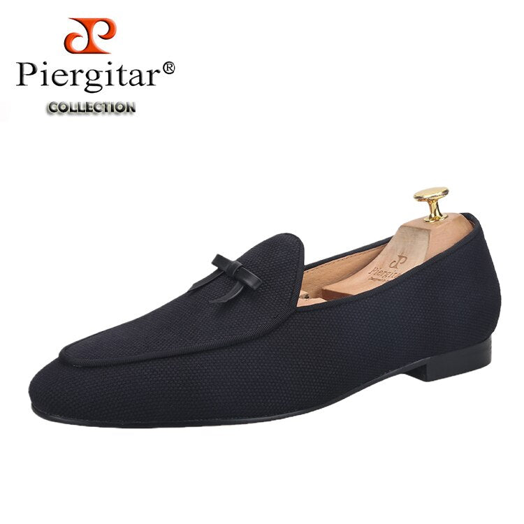 Handmade Two Colors Cotton Canvas Men Loafers