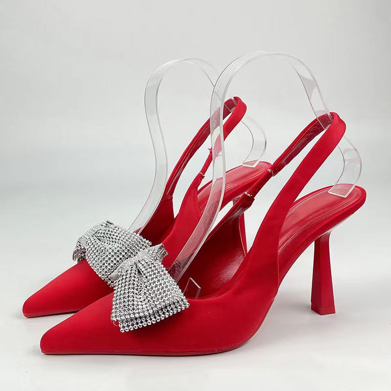 Butterfly Transparent Pearl High Heels Muller Shoes Wedding Pointed