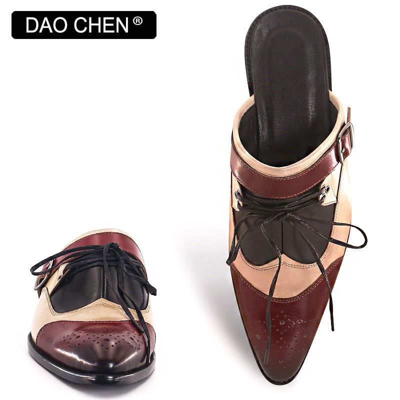 POINTED TOE SUMMER CASUAL COMFORTABLE GENUINE LEATHER SHOES