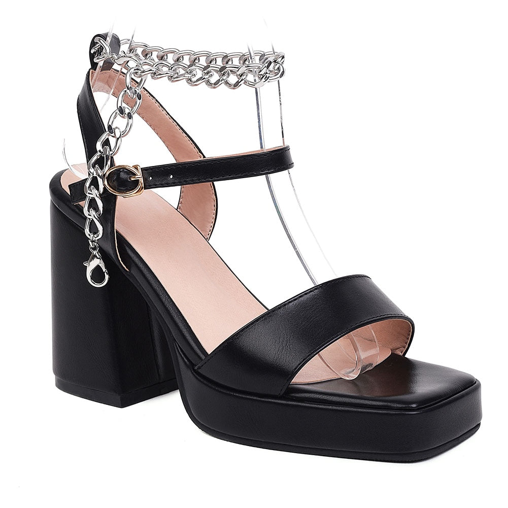 Ankle Strap Sandals Pointed Toe High Heels Platform Style Modern Office Lady Sandals