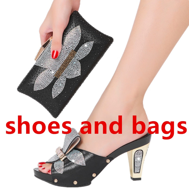 African Women Shoes With Matching Bags Italian Shoe And Bag Set For Party Ladies Wedges Shoes Summer Styles