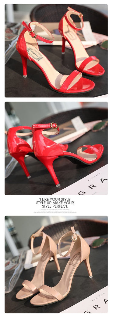 Open Toe Red High Heel Sandals Apricot Black High Heel Wedding Shoes Lace Up Evening Dress High Heels Ladies Summer Shoes 2022