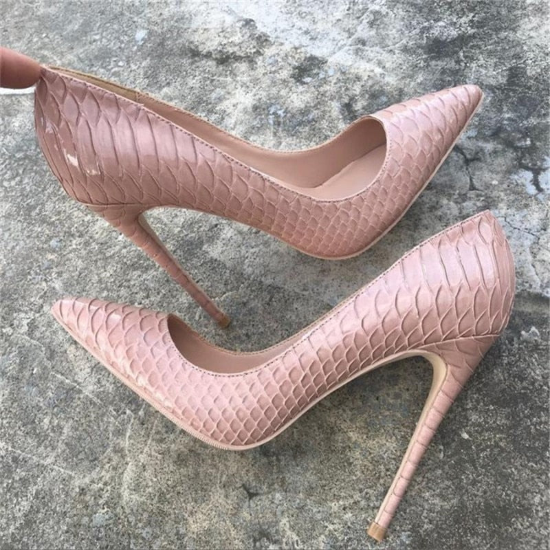 Stilettos Black Apricot Printed Toe Women Shoes High Heel