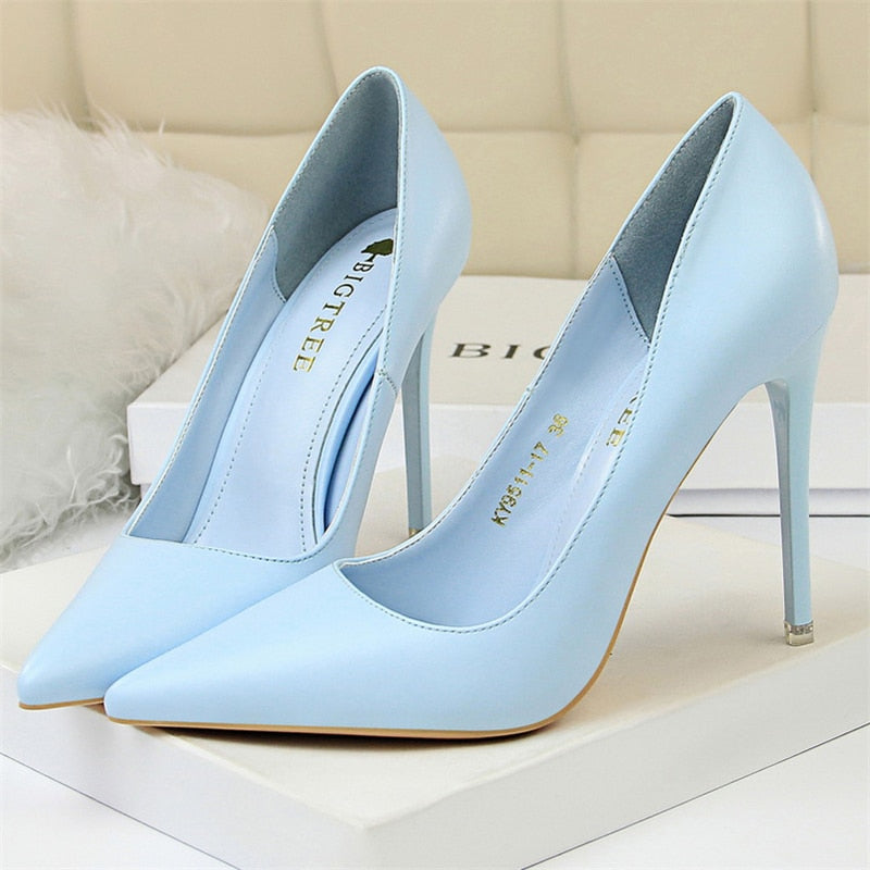 Blue High Heels Luxury  Stiletto Wedding Designed Pumps