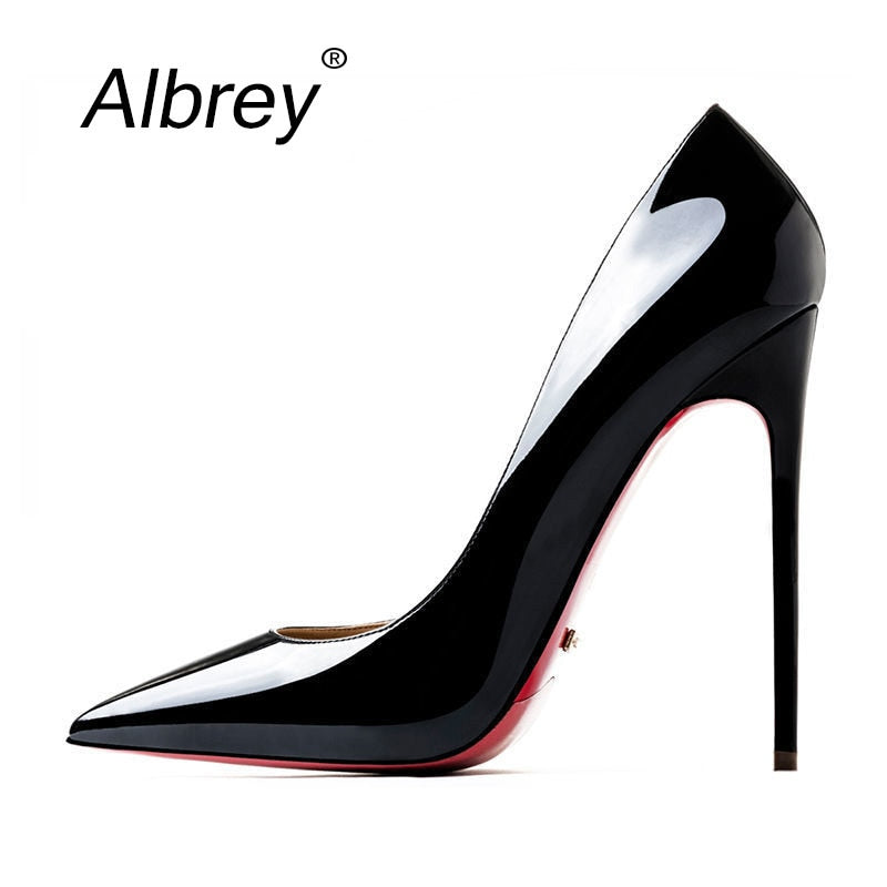 Red Luxury Brand Women Red Pumps Pointed Toe Thin Heel High Heels