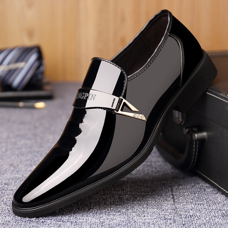 Patent Leather Moccasin  Pointed Toe Shoes for Men